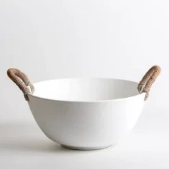 White Wood And Rope Handles Decorative Bowl-Kirkland's Home Best Sale