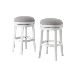 White Wood Backless Swivel 2-Pc. Bar Stool Set-Kirkland's Home Fashion