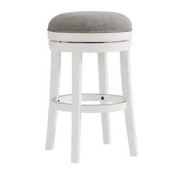 White Wood Backless Swivel 2-Pc. Bar Stool Set-Kirkland's Home Fashion