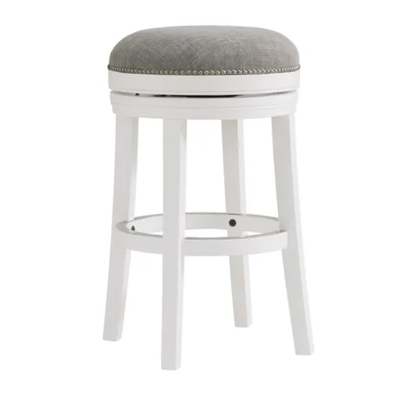 White Wood Backless Swivel 2-Pc. Bar Stool Set-Kirkland's Home Fashion