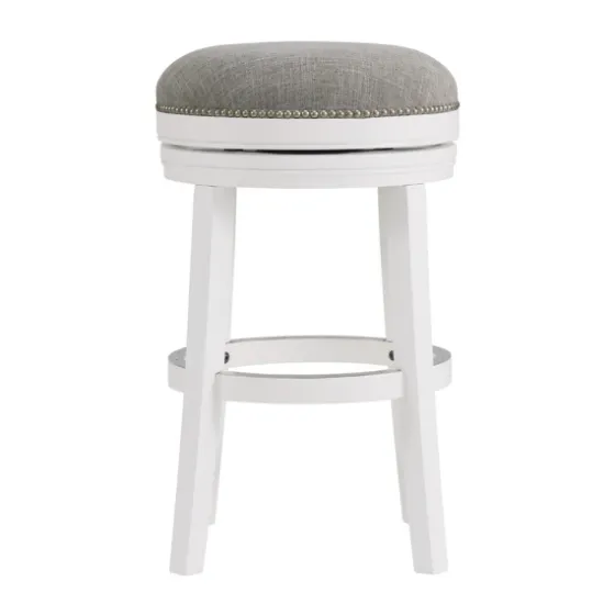 White Wood Backless Swivel 2-Pc. Bar Stool Set-Kirkland's Home Fashion