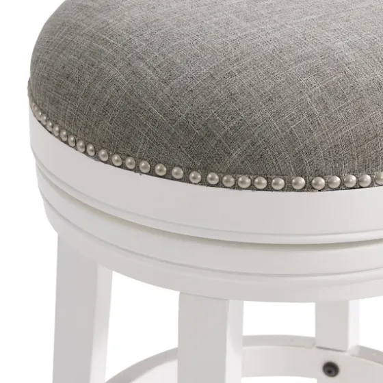 White Wood Backless Swivel 2-Pc. Bar Stool Set-Kirkland's Home Fashion
