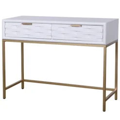 White Wood Basket Weave Console Table-Kirkland's Home Shop