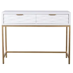 White Wood Basket Weave Console Table-Kirkland's Home Shop