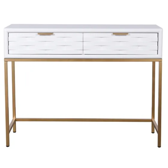 White Wood Basket Weave Console Table-Kirkland's Home Shop
