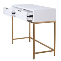 White Wood Basket Weave Console Table-Kirkland's Home Shop