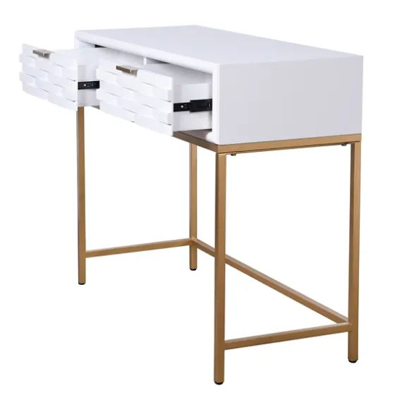 White Wood Basket Weave Console Table-Kirkland's Home Shop