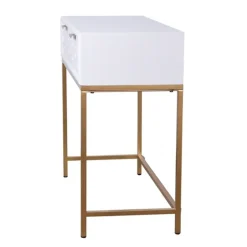 White Wood Basket Weave Console Table-Kirkland's Home Shop