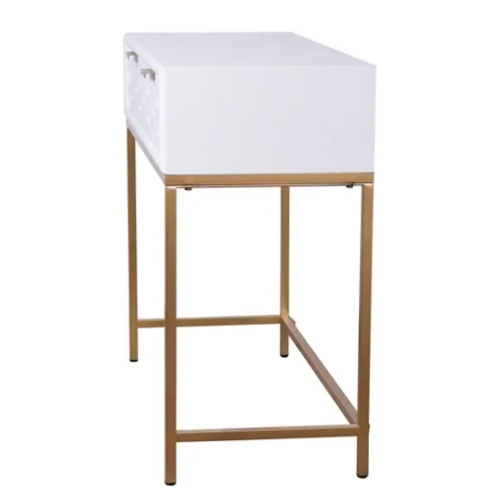 White Wood Basket Weave Console Table-Kirkland's Home Shop