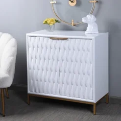 White Wood Basket Weave Cabinet-Kirkland's Home Flash Sale