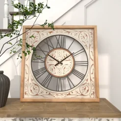 White Wood Farmhouse Square Wall Clock-Kirkland's Home Store