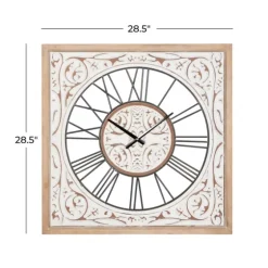 White Wood Farmhouse Square Wall Clock-Kirkland's Home Store