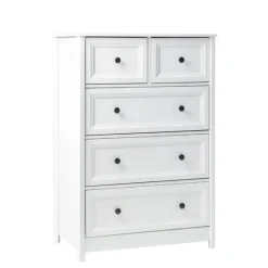 White Wood Five Framed Drawers Dresser-Kirkland's Home Outlet