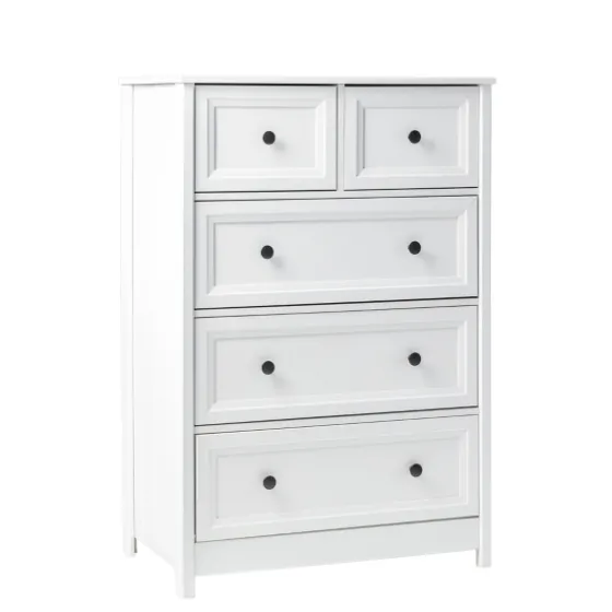 White Wood Five Framed Drawers Dresser-Kirkland's Home Outlet