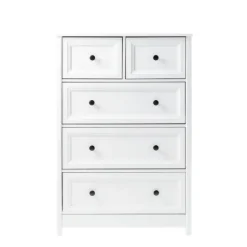 White Wood Five Framed Drawers Dresser-Kirkland's Home Outlet