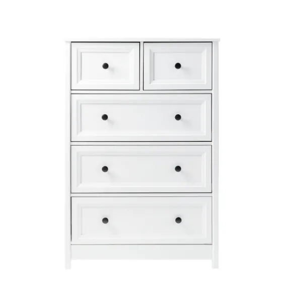 White Wood Five Framed Drawers Dresser-Kirkland's Home Outlet