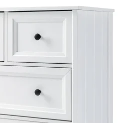 White Wood Five Framed Drawers Dresser-Kirkland's Home Outlet