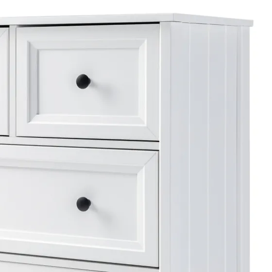 White Wood Five Framed Drawers Dresser-Kirkland's Home Outlet