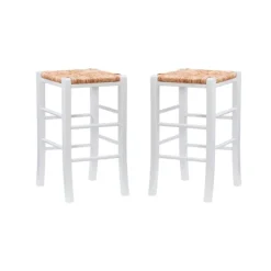 White Wood Grass Backless 2-Pc. Counter Stool Set-Kirkland's Home Clearance