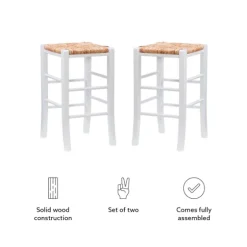 White Wood Grass Backless 2-Pc. Counter Stool Set-Kirkland's Home Clearance