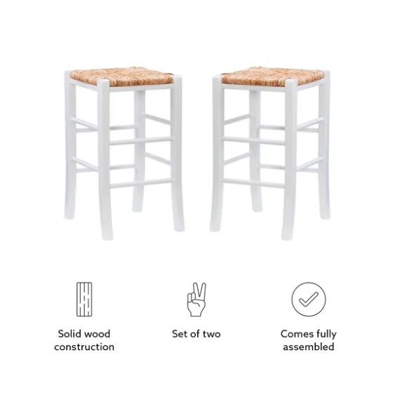 White Wood Grass Backless 2-Pc. Counter Stool Set-Kirkland's Home Clearance