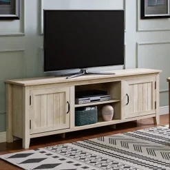 White Wood Grooved Door Tv Stand-Kirkland's Home Hot