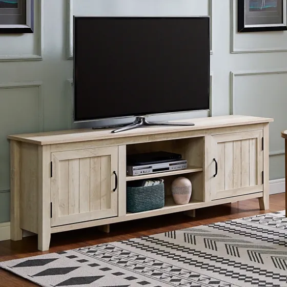 White Wood Grooved Door Tv Stand-Kirkland's Home Hot