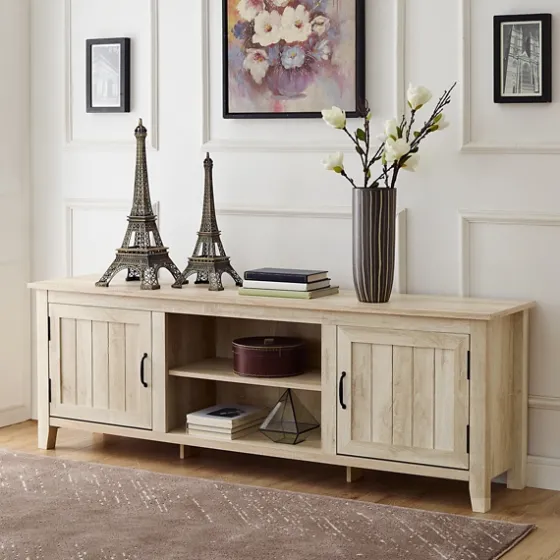White Wood Grooved Door Tv Stand-Kirkland's Home Hot