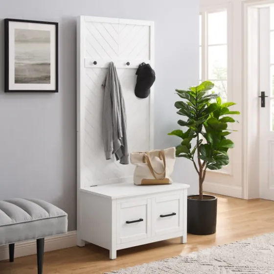 White Wood Herringbone Hall Tree-Kirkland's Home Hot