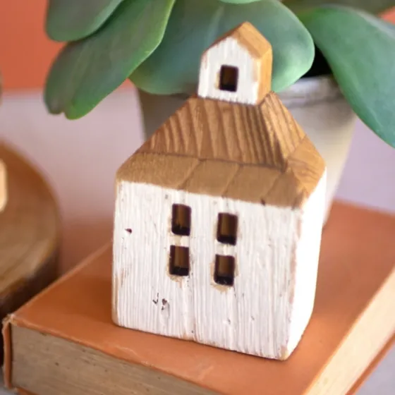 White Wood House Figurines, Set Of 3-Kirkland's Home Fashion