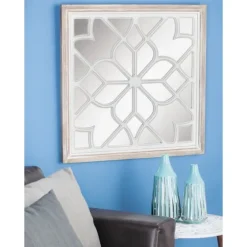 White Wood Lattice Overlay Mirror, 30X30 In.-Kirkland's Home Hot