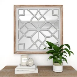 White Wood Lattice Overlay Mirror, 30X30 In.-Kirkland's Home Hot