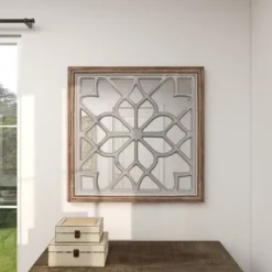 White Wood Lattice Overlay Mirror, 30X30 In.-Kirkland's Home Hot