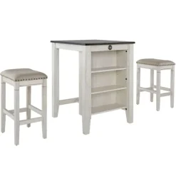 White Wood Linen 3-Pc. Usb Island And Stool Set-Kirkland's Home Outlet