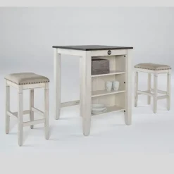 White Wood Linen 3-Pc. Usb Island And Stool Set-Kirkland's Home Outlet