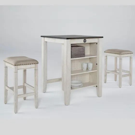 White Wood Linen 3-Pc. Usb Island And Stool Set-Kirkland's Home Outlet