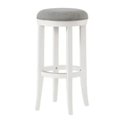 White Wood Linen Upholstered 2-Pc. Bar Stool Set-Kirkland's Home Store