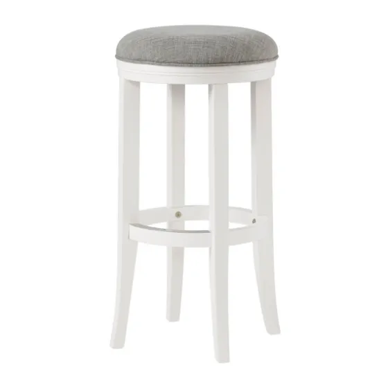White Wood Linen Upholstered 2-Pc. Bar Stool Set-Kirkland's Home Store