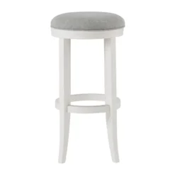 White Wood Linen Upholstered 2-Pc. Bar Stool Set-Kirkland's Home Store