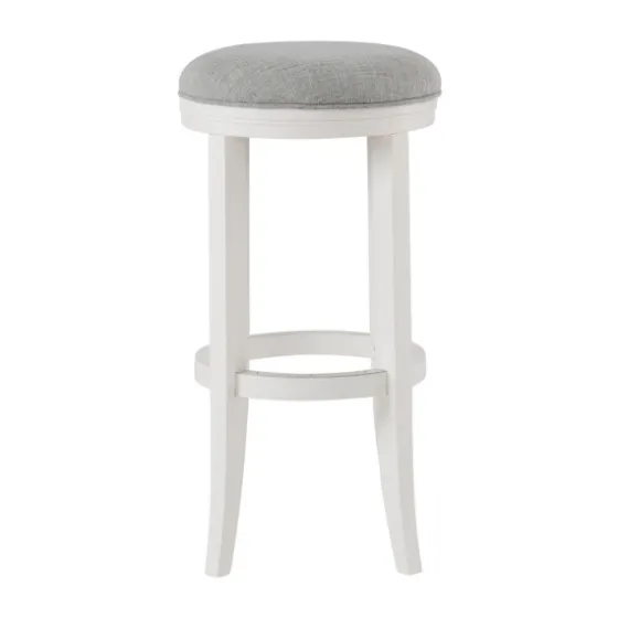 White Wood Linen Upholstered 2-Pc. Bar Stool Set-Kirkland's Home Store