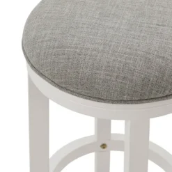 White Wood Linen Upholstered 2-Pc. Bar Stool Set-Kirkland's Home Store