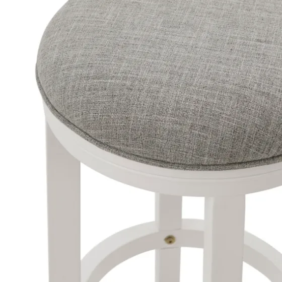 White Wood Linen Upholstered 2-Pc. Bar Stool Set-Kirkland's Home Store
