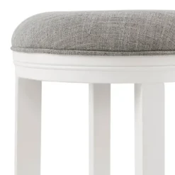 White Wood Linen Upholstered 2-Pc. Bar Stool Set-Kirkland's Home Store
