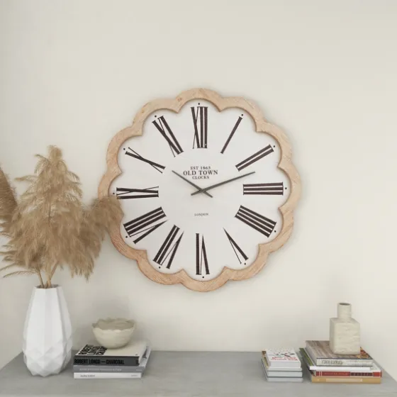 White Wood Scalloped Frame Wall Clock-Kirkland's Home New