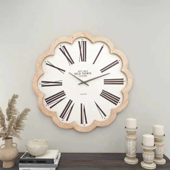 White Wood Scalloped Frame Wall Clock-Kirkland's Home New