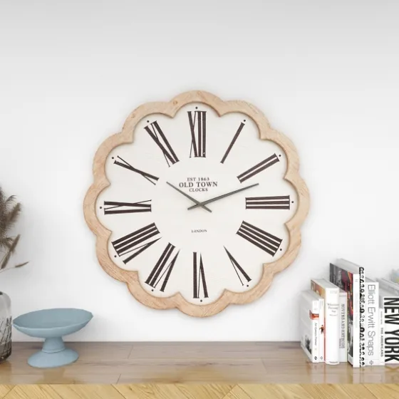White Wood Scalloped Frame Wall Clock-Kirkland's Home New