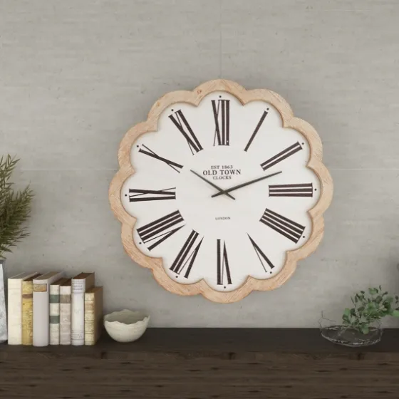 White Wood Scalloped Frame Wall Clock-Kirkland's Home New