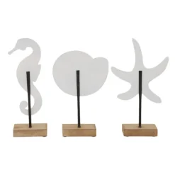 White Wood Sea Creature Statues, Set Of 3-Kirkland's Home Store