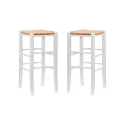 White Wood Seagrass Backless 2-Pc. Bar Stool Set-Kirkland's Home Discount