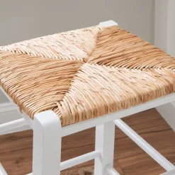 White Wood Seagrass Backless 2-Pc. Bar Stool Set-Kirkland's Home Discount